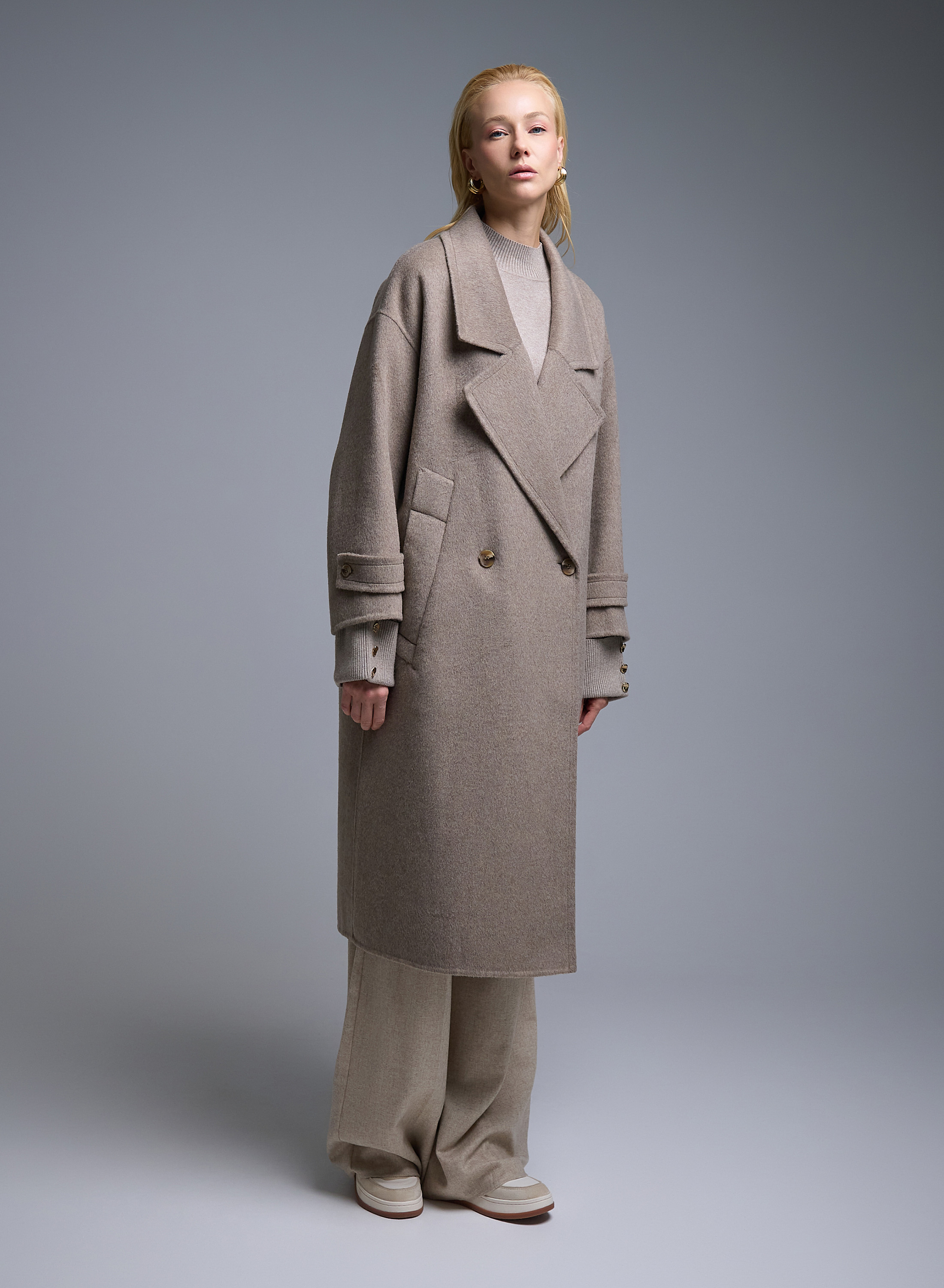 Taupe double breasted Coat Viclolo - 1