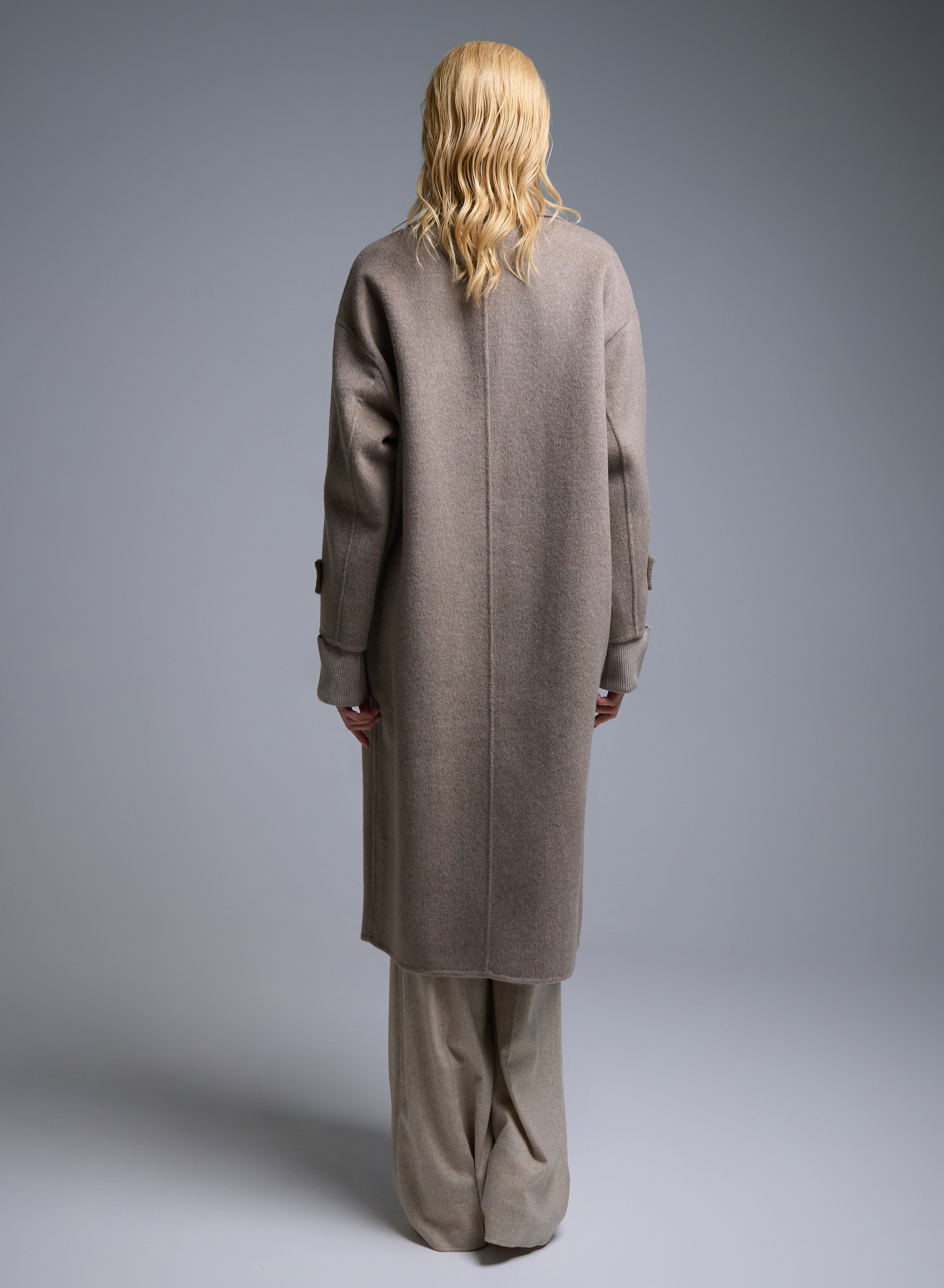 Taupe double breasted Coat Viclolo - 7
