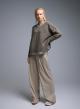 Taupe Sweater with round neck and with side slits See - 1