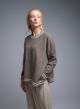 Taupe Sweater with round neck and with side slits See - 0