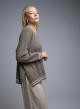 Taupe Sweater with round neck and with side slits See - 3