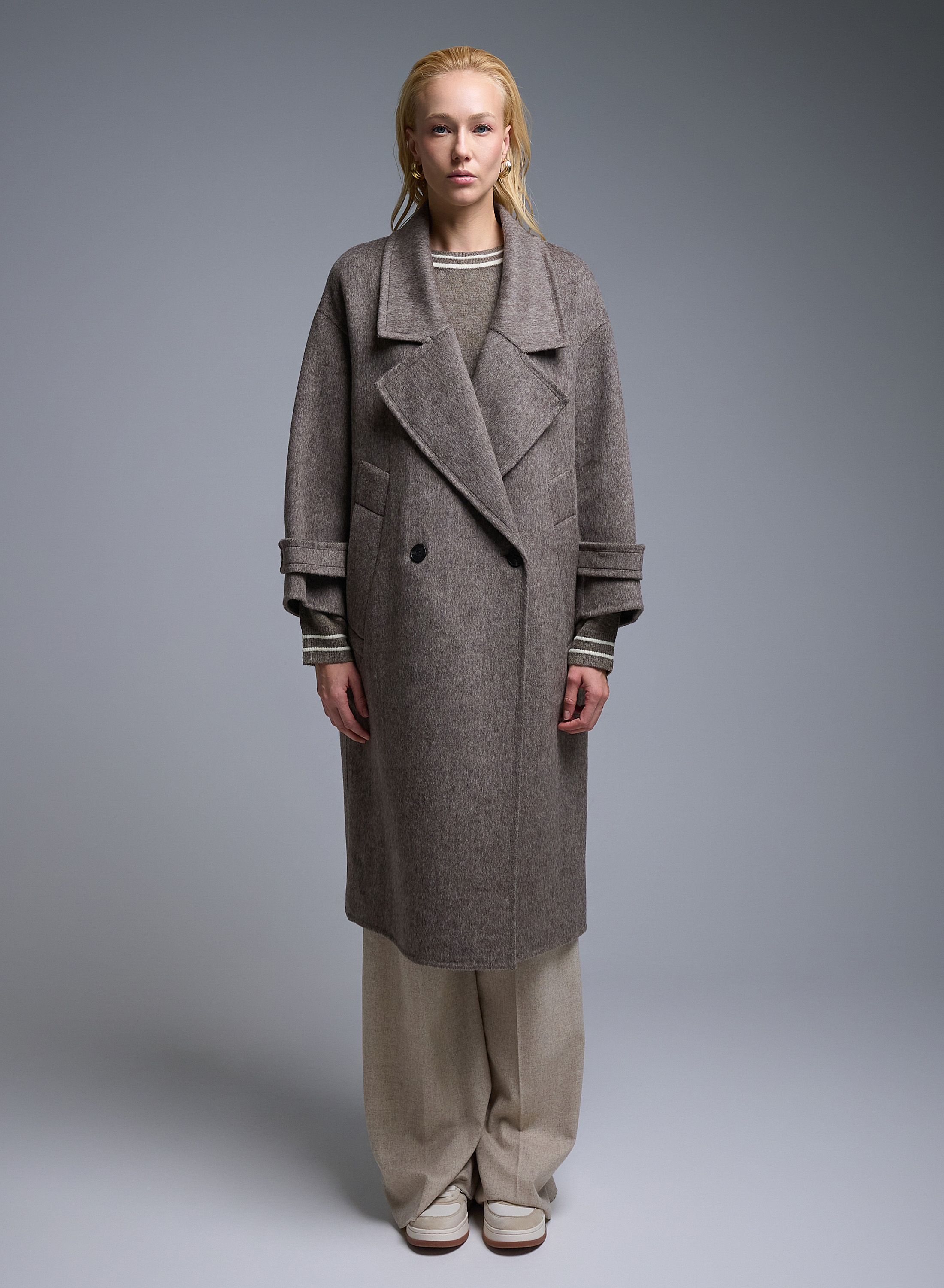 Taupe double breasted Coat Viclolo - 0