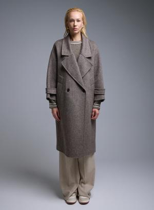 Taupe double breasted Coat Viclolo - 50858