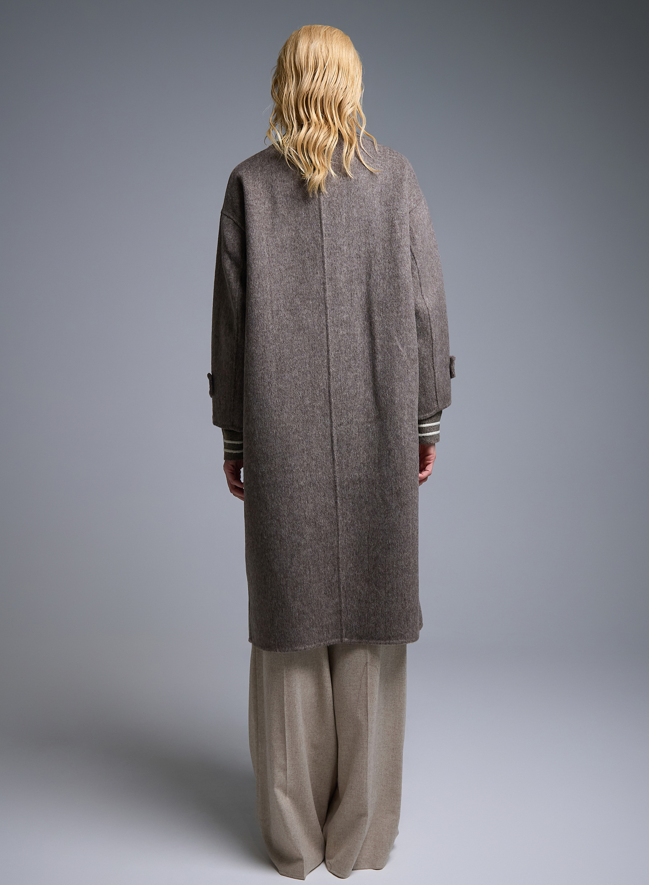 Taupe double breasted Coat Viclolo - 4