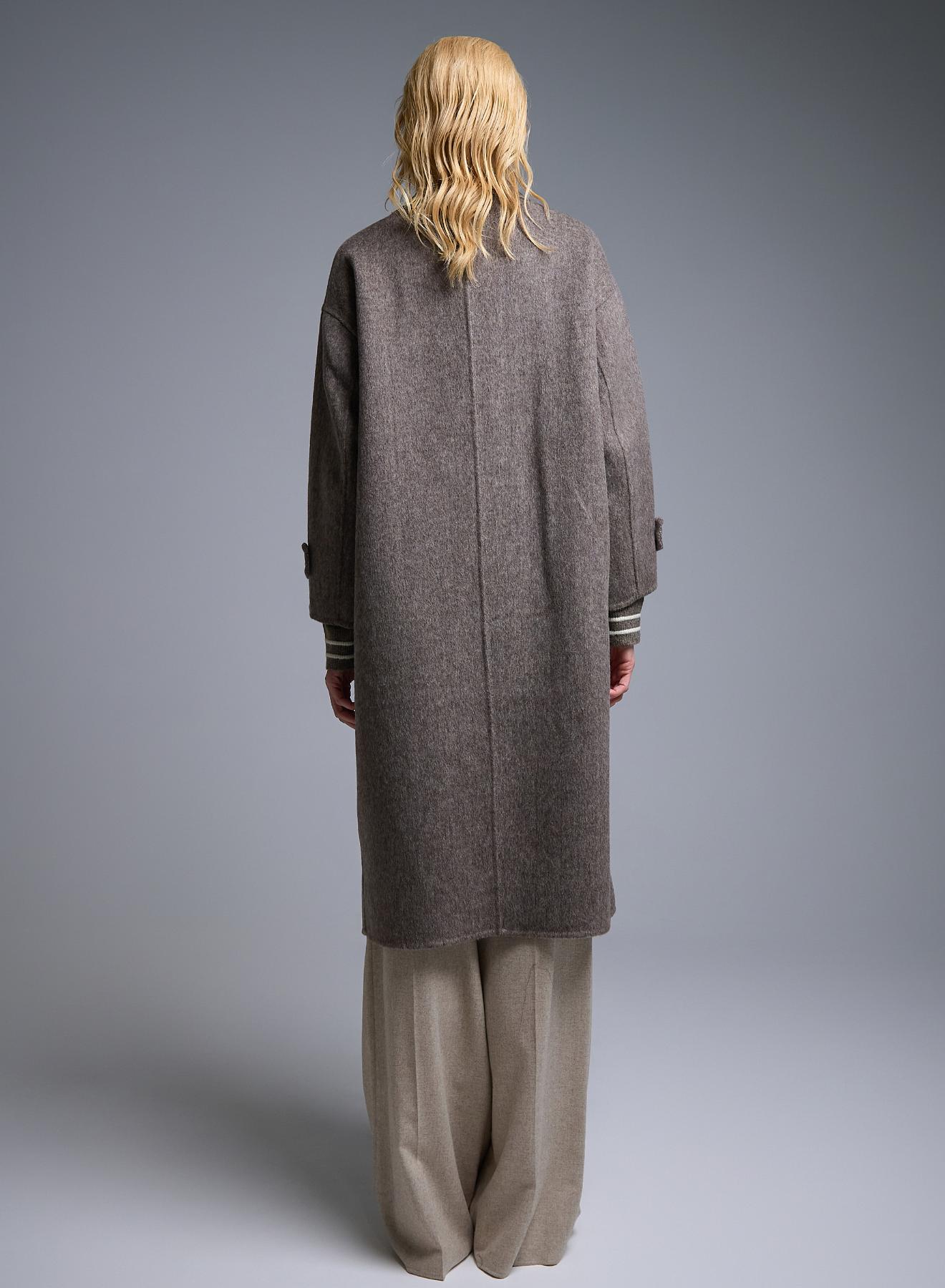 Taupe double breasted Coat Viclolo - 5