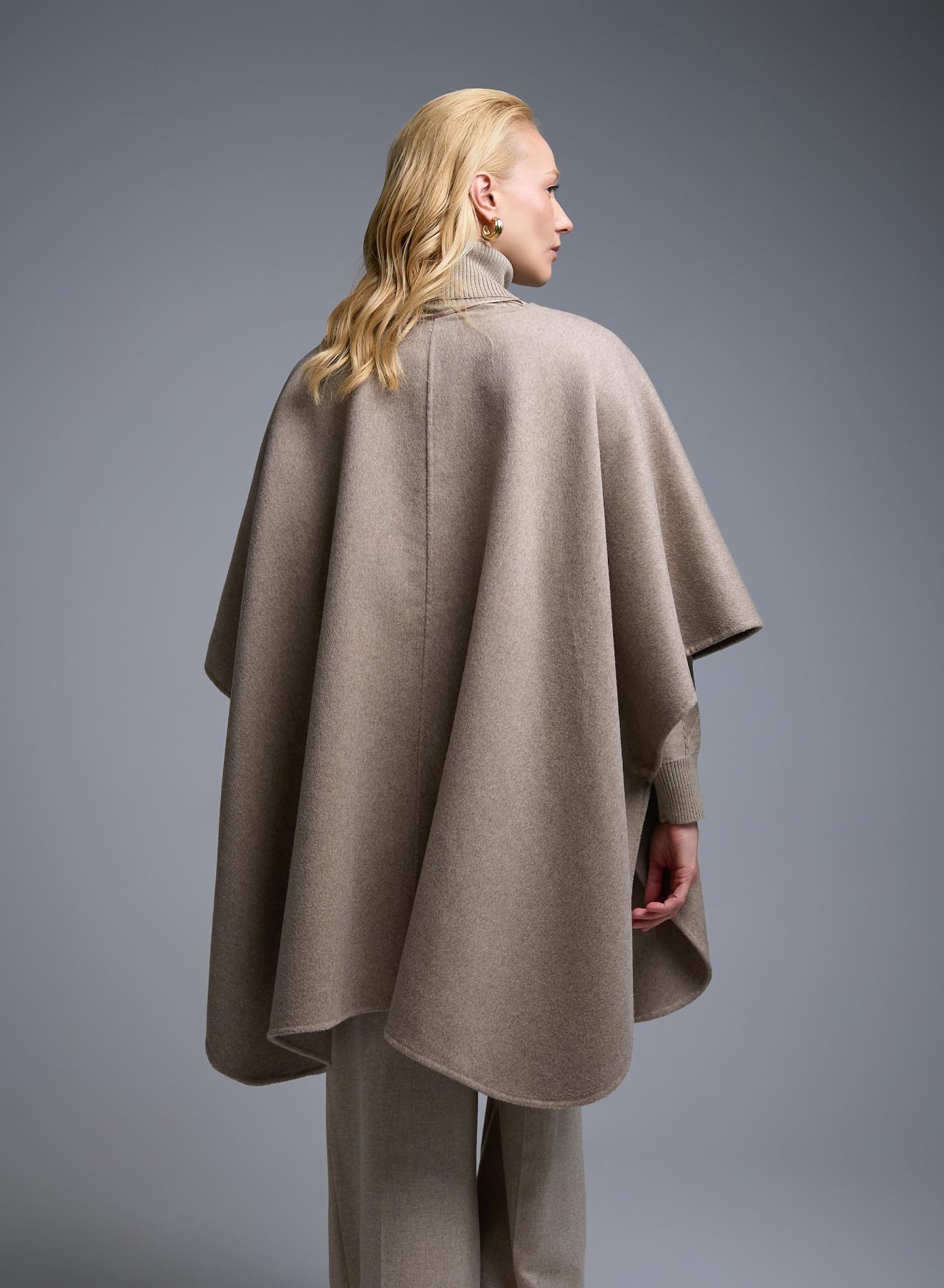 Taupe Cape with round neckline Milla - 5