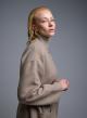 Taupe belted Coat with round neckline, front pockets and with side slits Milla - 2
