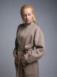 Taupe belted Coat with round neckline, front pockets and with side slits Milla - 3