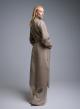 Taupe belted Coat with round neckline, front pockets and with side slits Milla - 4