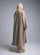 Taupe belted Coat with round neckline, front pockets and with side slits Milla-5