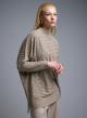 Taupe oversized high neck Sweater with textured details See - 0