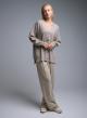 Taupe Cardigan with V neckline and with golden buttons Lara - 2