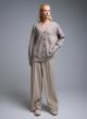 Taupe Cardigan with V neckline and with golden buttons Lara - 3