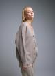 Taupe Cardigan with V neckline and with golden buttons Lara - 1