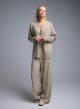 Beige Cardigan with V neckline, patch pockets and with golden buttons Lara - 3