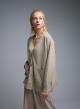 Beige Cardigan with V neckline, patch pockets and with golden buttons Lara - 0
