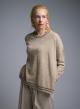 Beige Sweater with round neck and with side slits See - 0