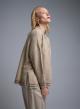 Beige Sweater with round neck and with side slits See - 1