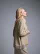 Beige Sweater with round neck and with side slits See - 2