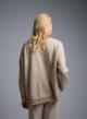 Beige Sweater with round neck and with side slits See - 3