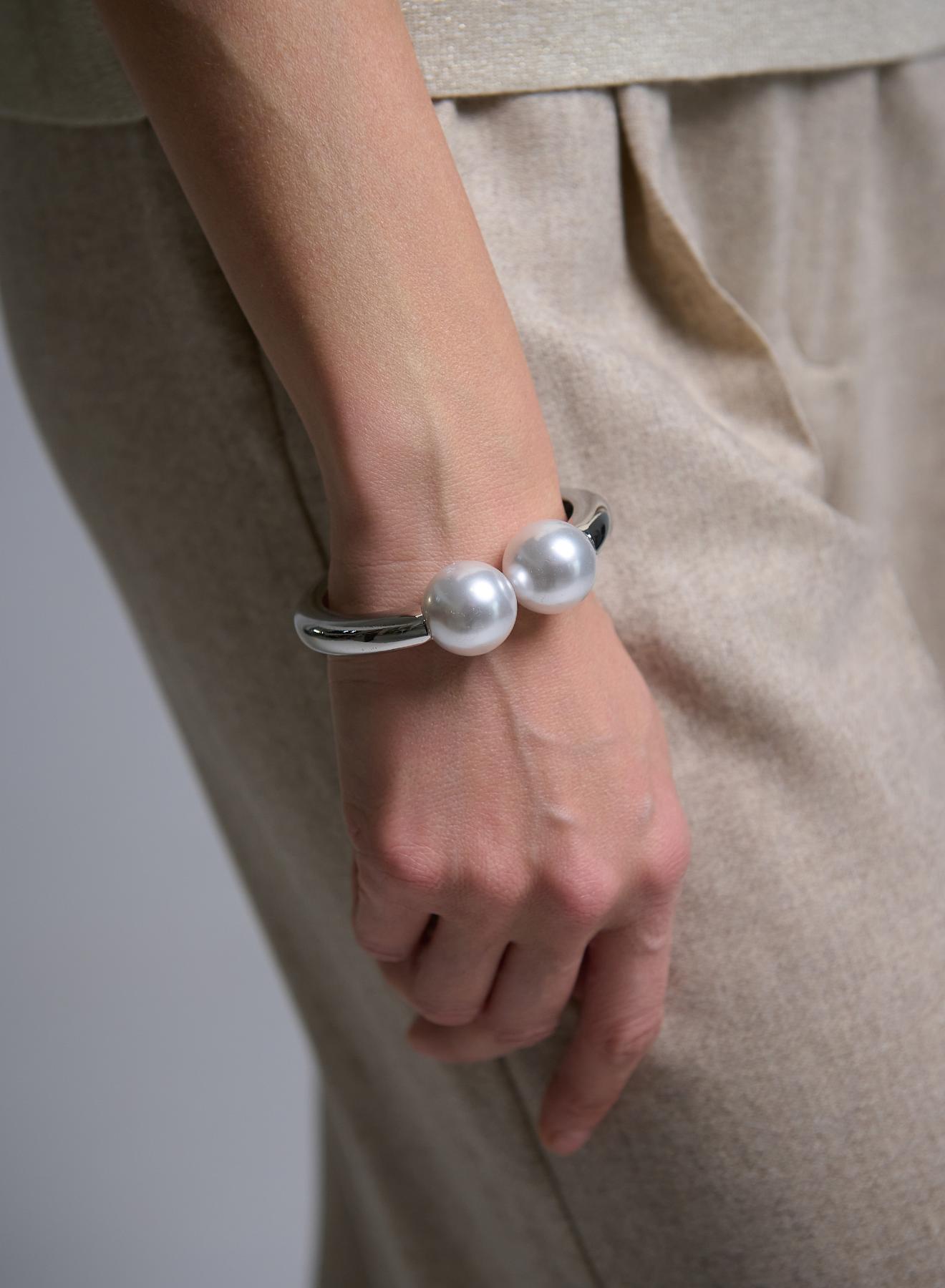 Silver Bracelet with decorative peαrls P.D.J. - 2