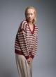 Beige-Bordeaux striped Sweater with V aneckline and with sequins La Liberta - 2