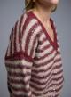Beige-Bordeaux striped Sweater with V aneckline and with sequins La Liberta - 3