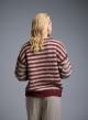 Beige-Bordeaux striped Sweater with V aneckline and with sequins La Liberta-5