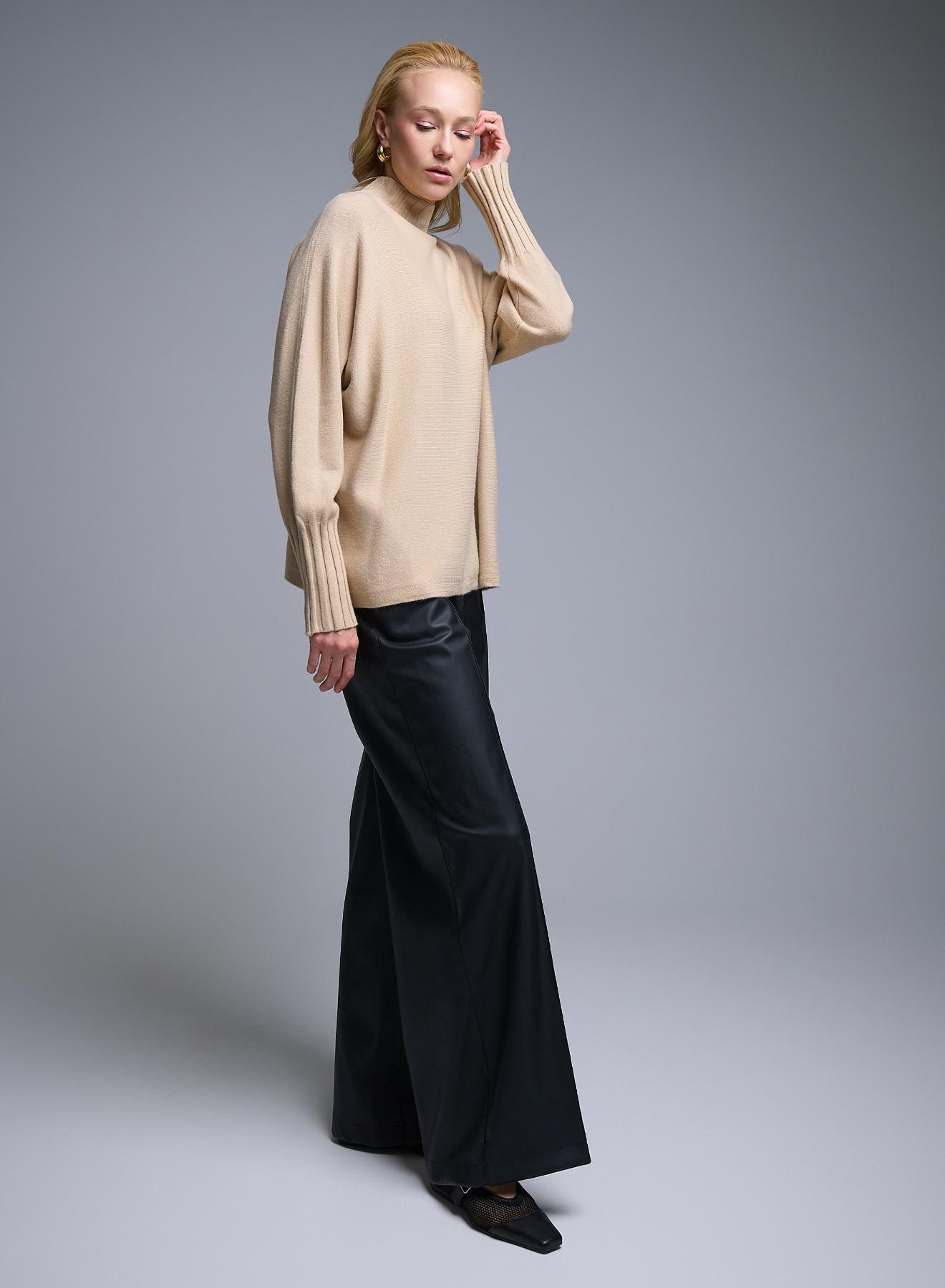 Camel high neck loose fit Sweater La Liberta - 4