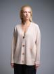 Ecru Cardigan with V neckline, patch pockets and with golden buttons Lara - 1
