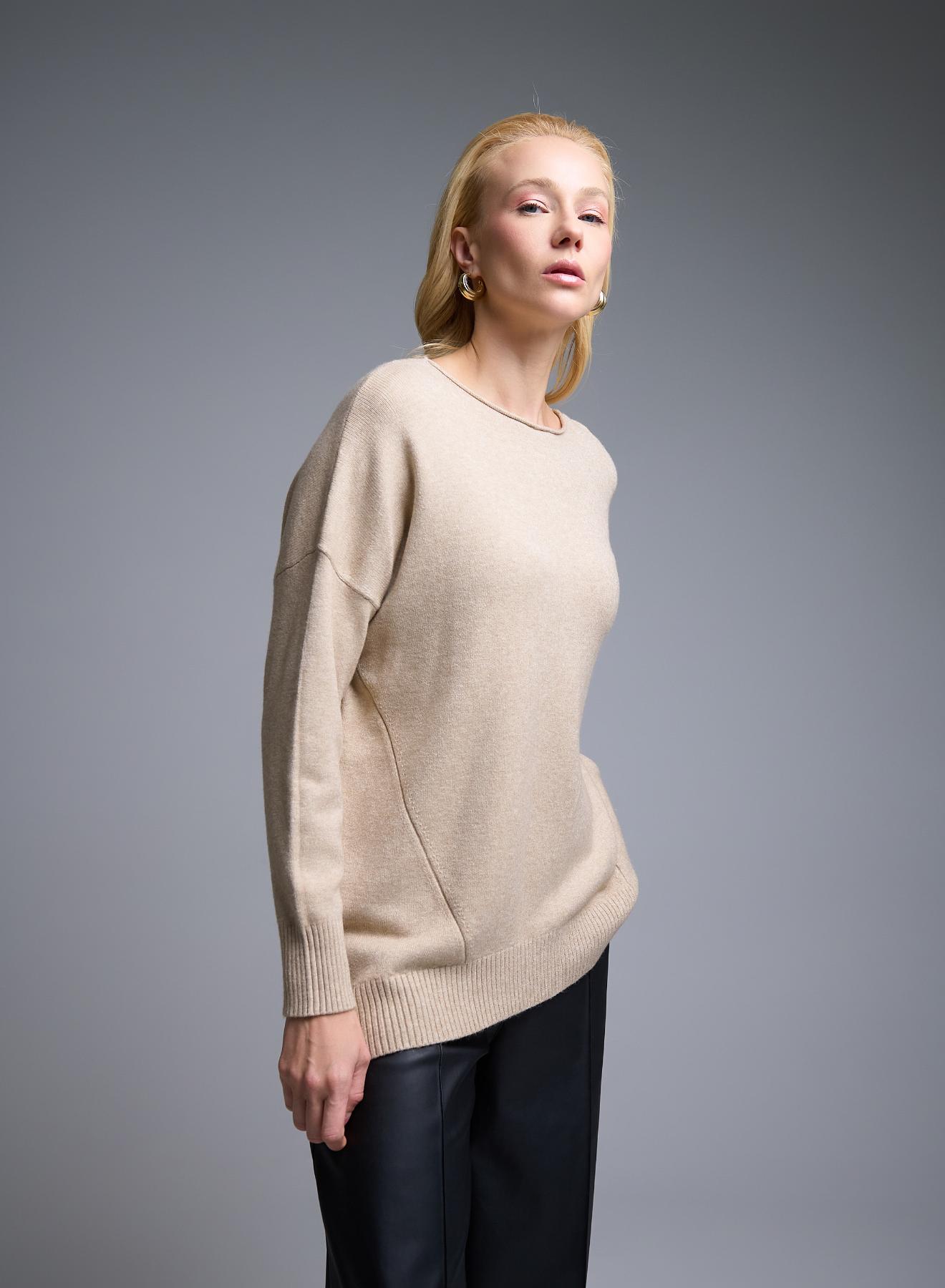 Beige Sweater with side slits La Liberta - 3