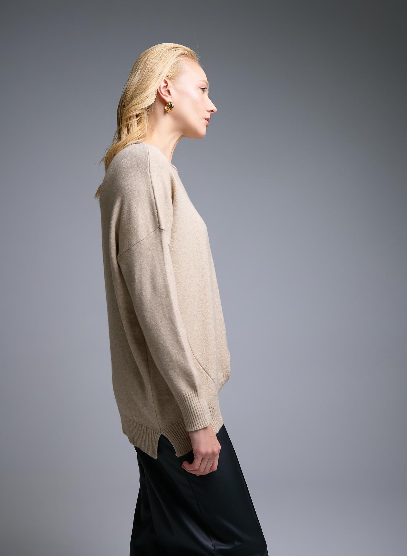 Beige Sweater with side slits La Liberta - 4