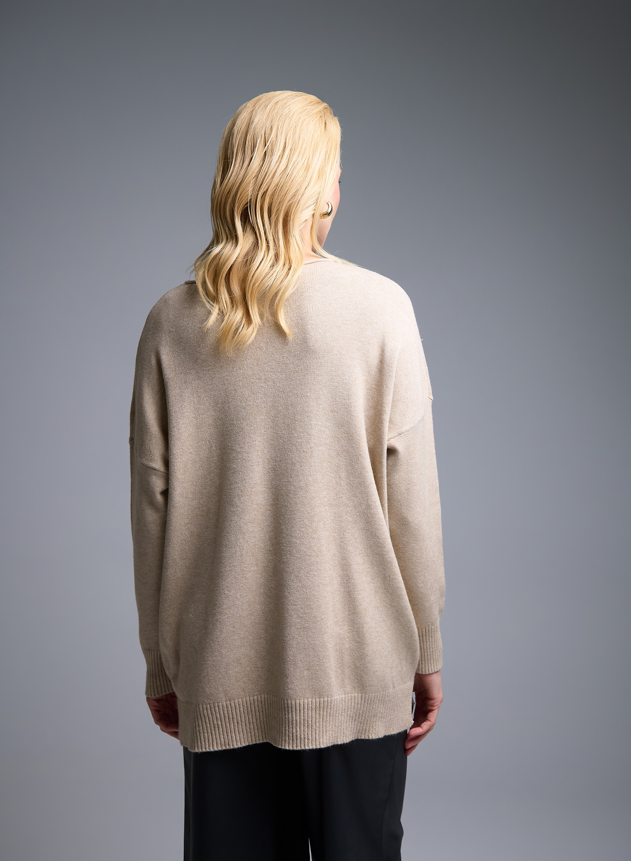 Beige Sweater with side slits La Liberta - 5