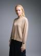 Camel high neck Sweater with turned up sleeves and lurex details La Liberta - 0
