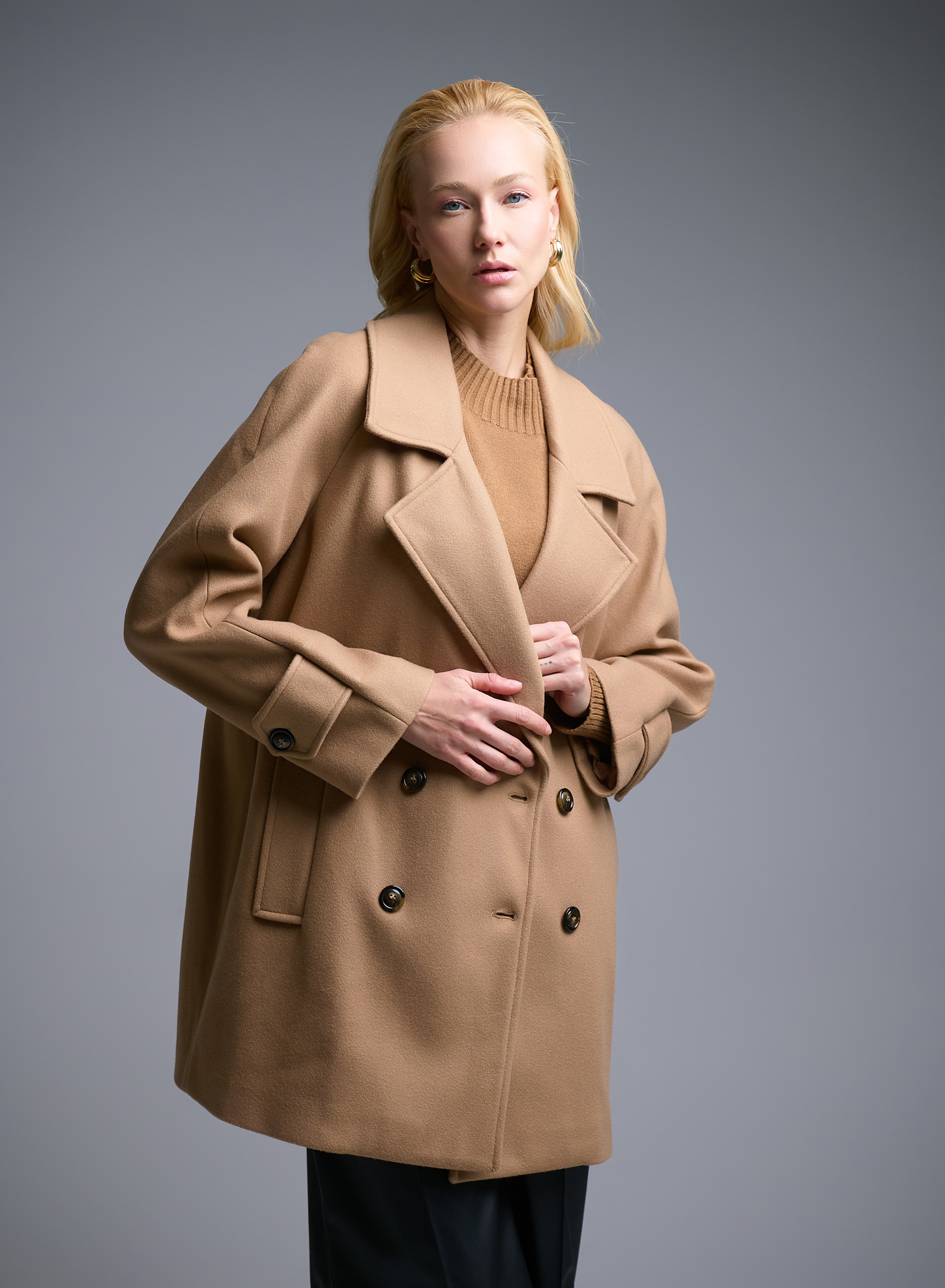 Camel short double breasted Coat Motel - 0