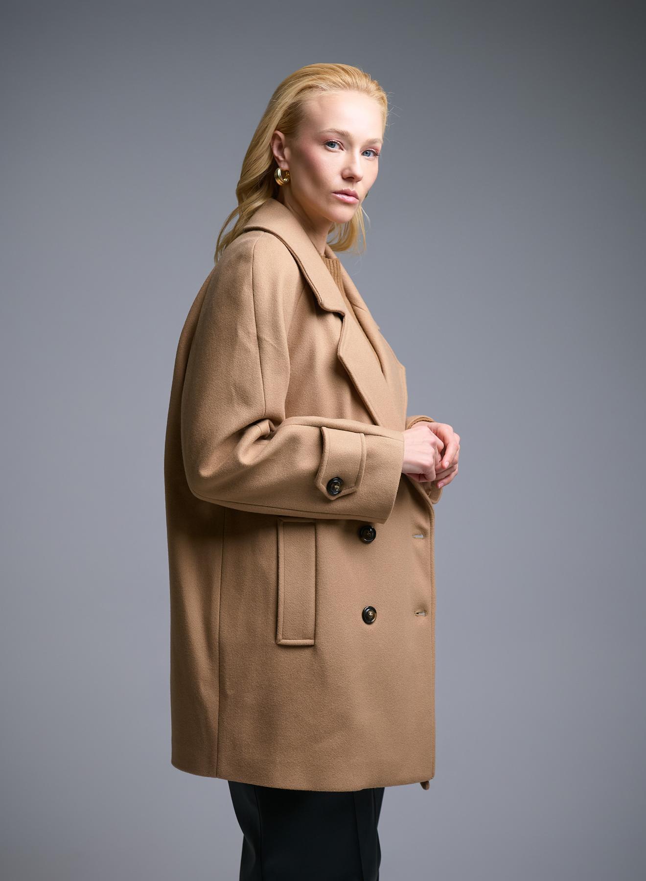 Camel short double breasted Coat Motel - 5