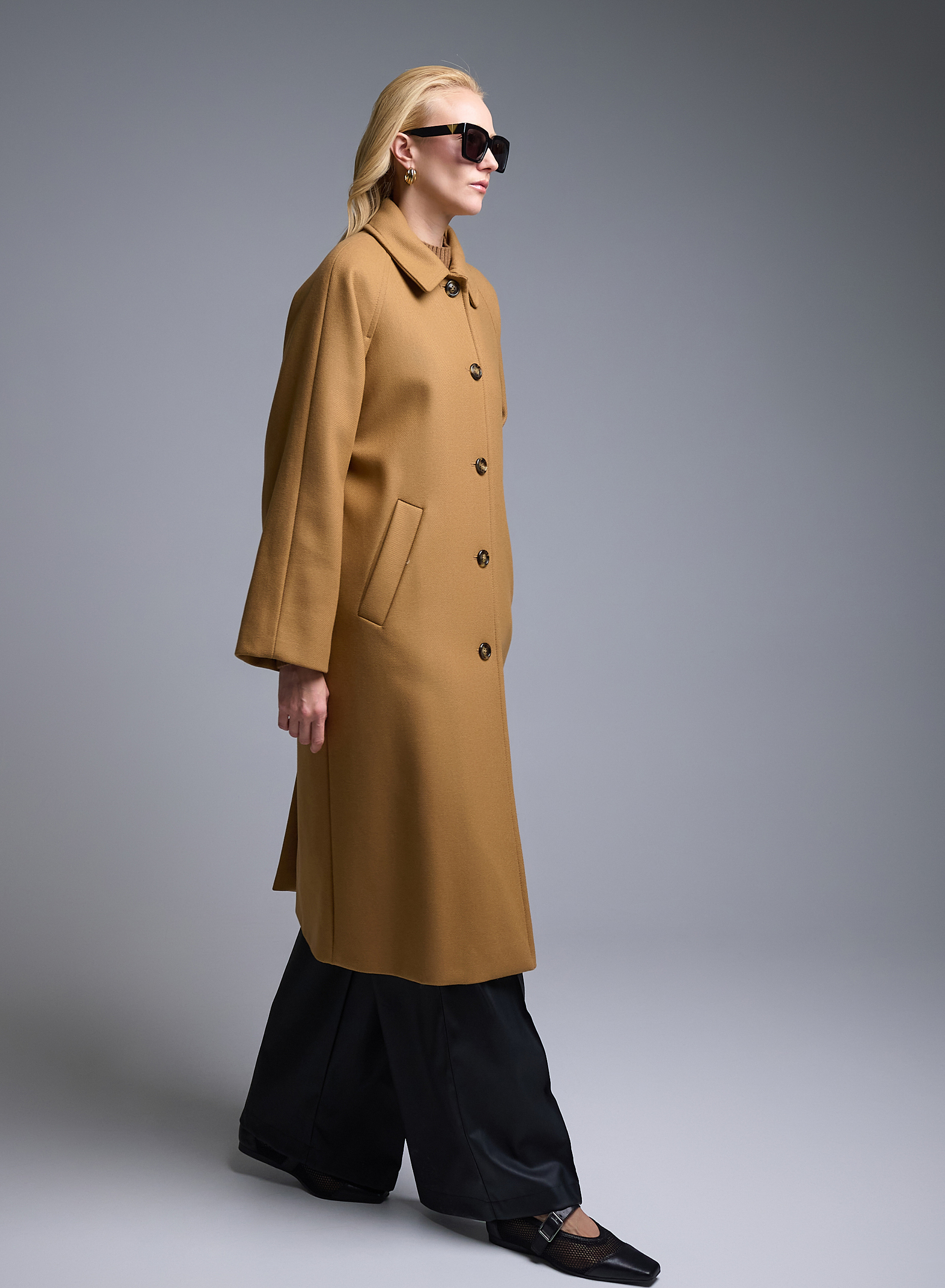 Κάμελ μάλλινο Παλτό με ζώνη Emme Marella - 5