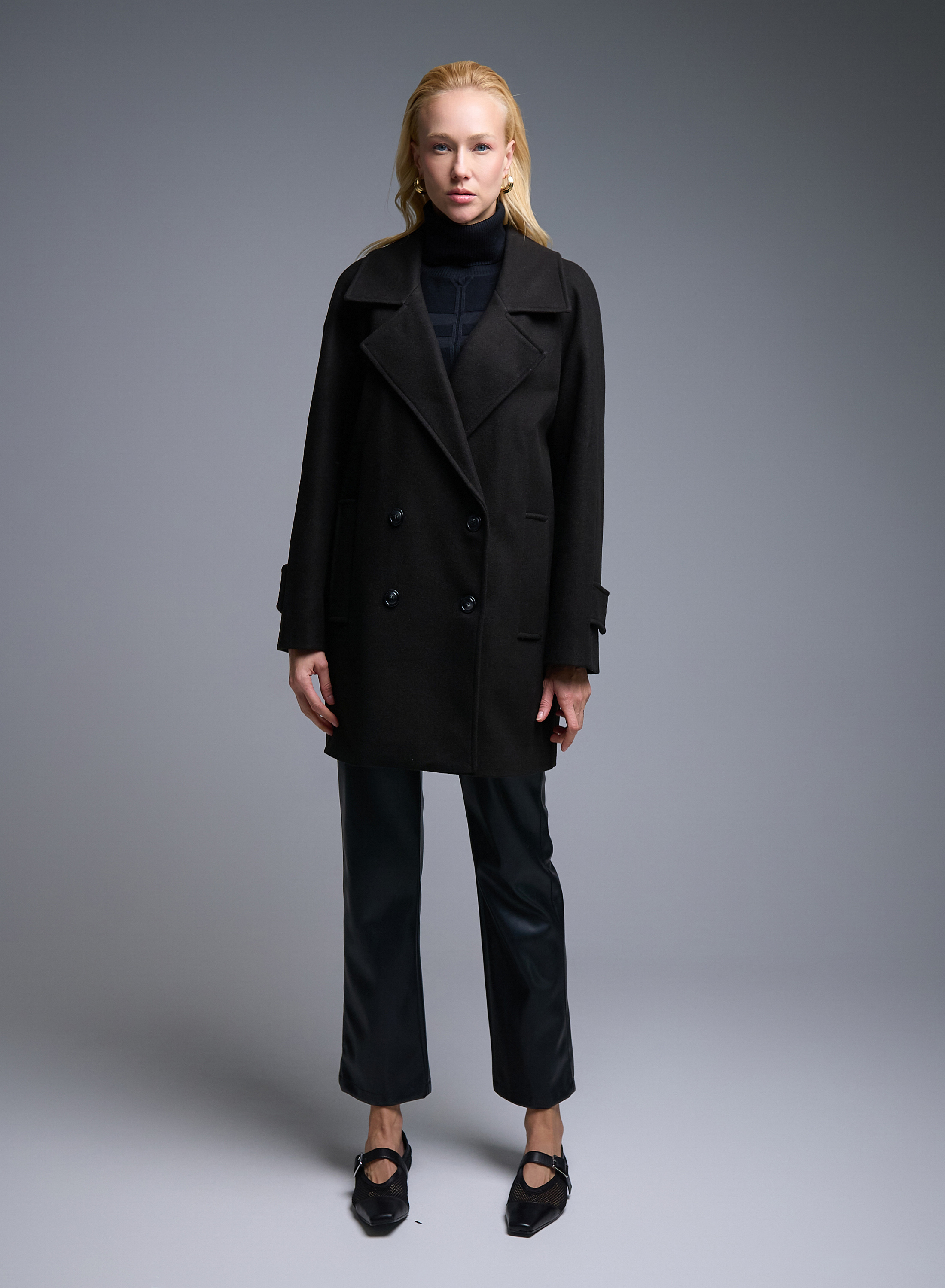 Black short double breasted Coat Motel - 1