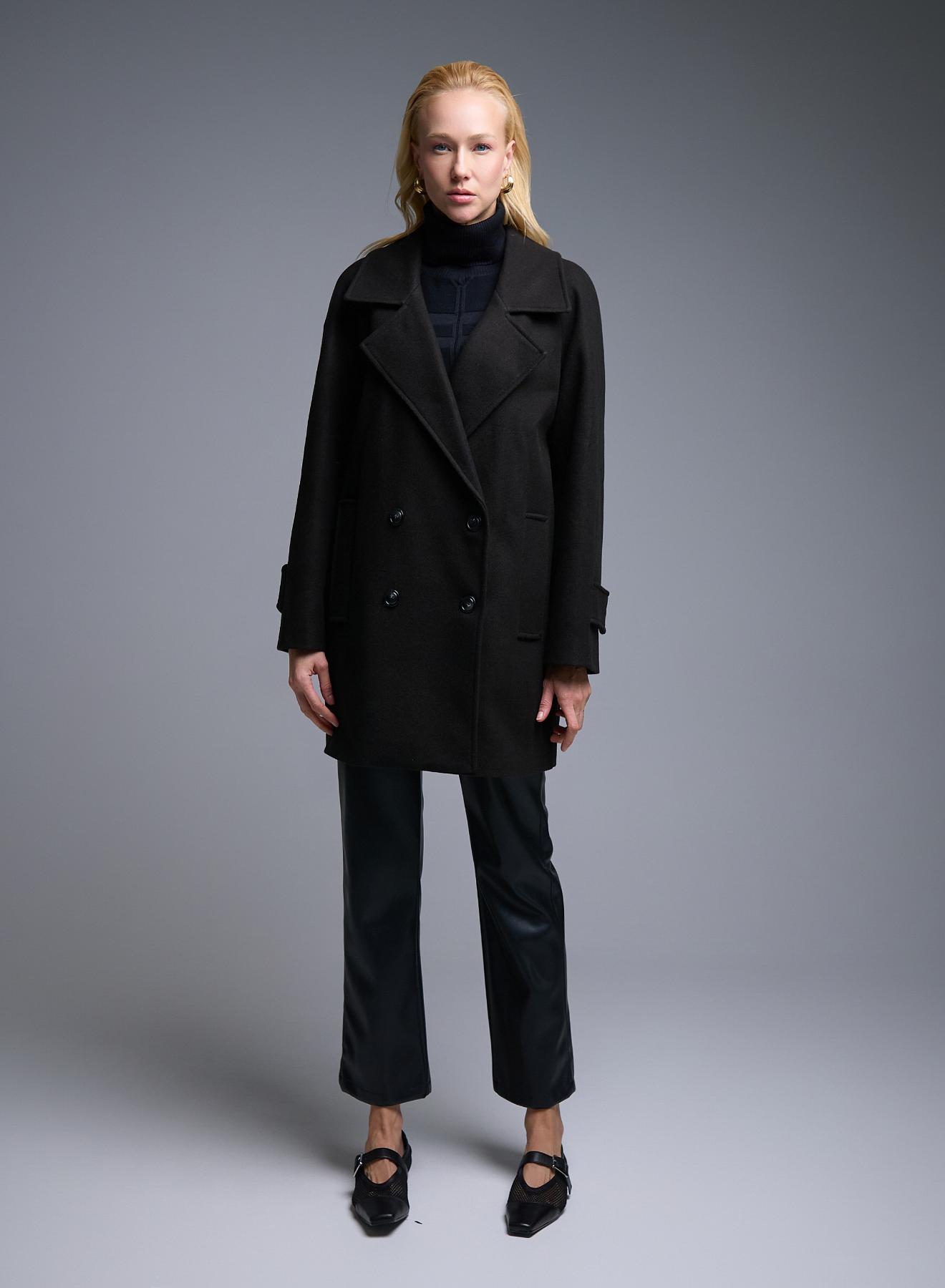 Black short double breasted Coat Motel - 2