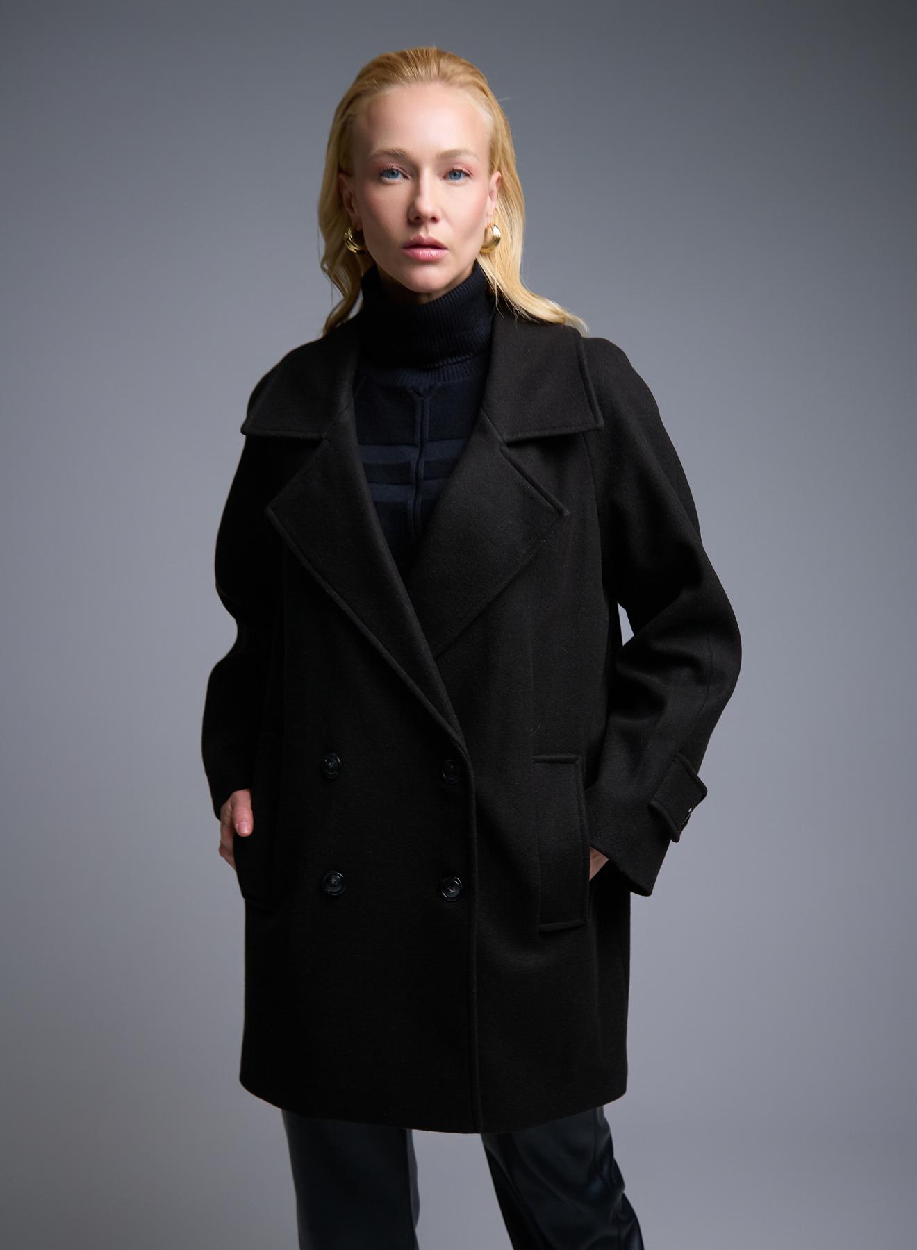 Black short double breasted Coat Motel - 1