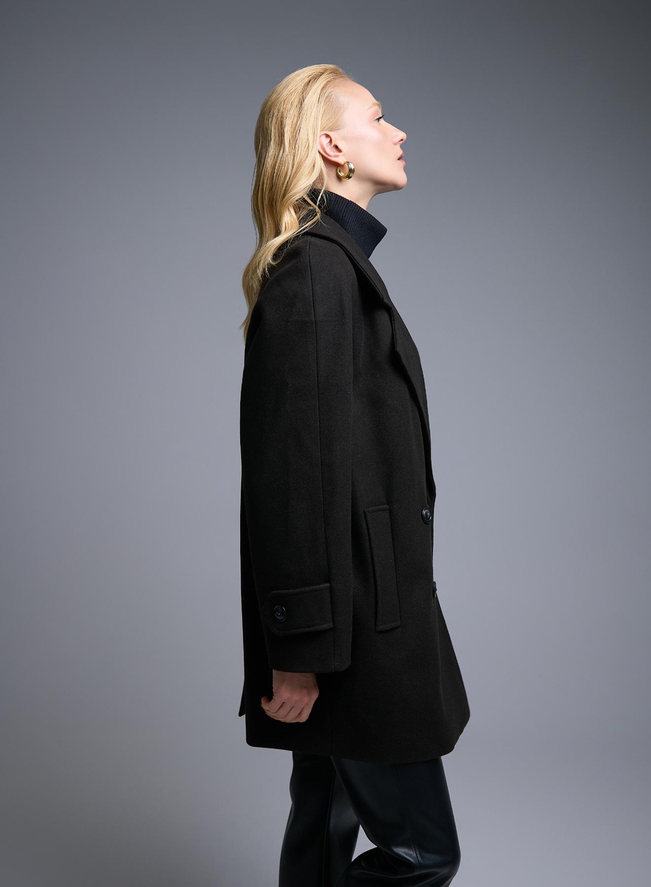 Black short double breasted Coat Motel - 4