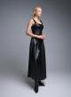 Black eco leather Top with straps and croco effect Imperial-5