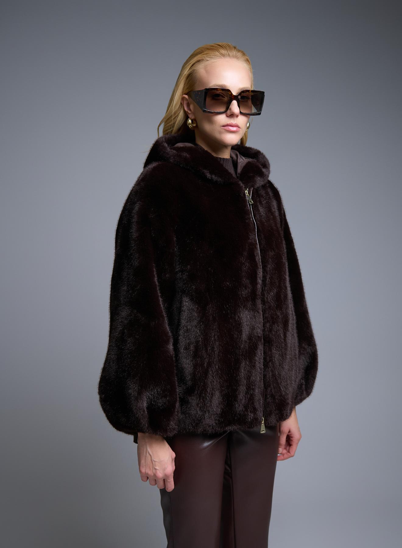 Brown eco fur Jacket with hood Motel - 1