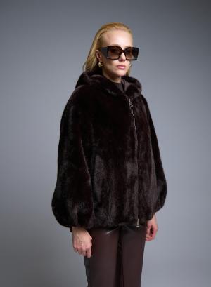 Brown eco fur Jacket with hood Motel - 52063