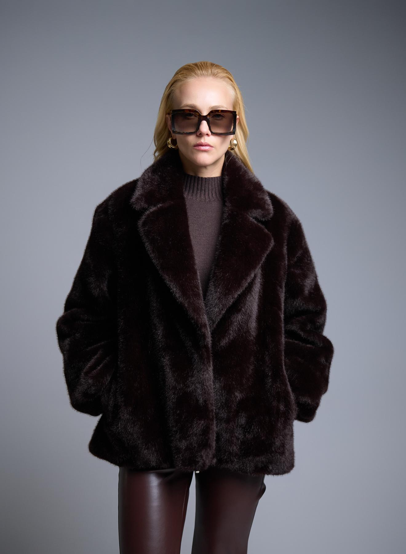 Brown eco fur Jacket with lapel Motel - 4
