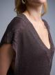 Brown sleeveless knitted lurex Blouse with V neckline  Valentina Milano - 2