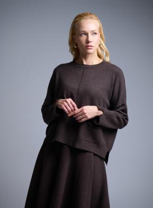 Σοκολά Πουλόβερ με στρογγυλή λαιμόκοψη Valentina Milano - 51935