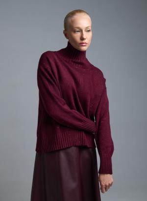 Μπορντώ Πουλόβερ ζιβάγκο με μικρές παγιέτες Valentina Milano - 52846