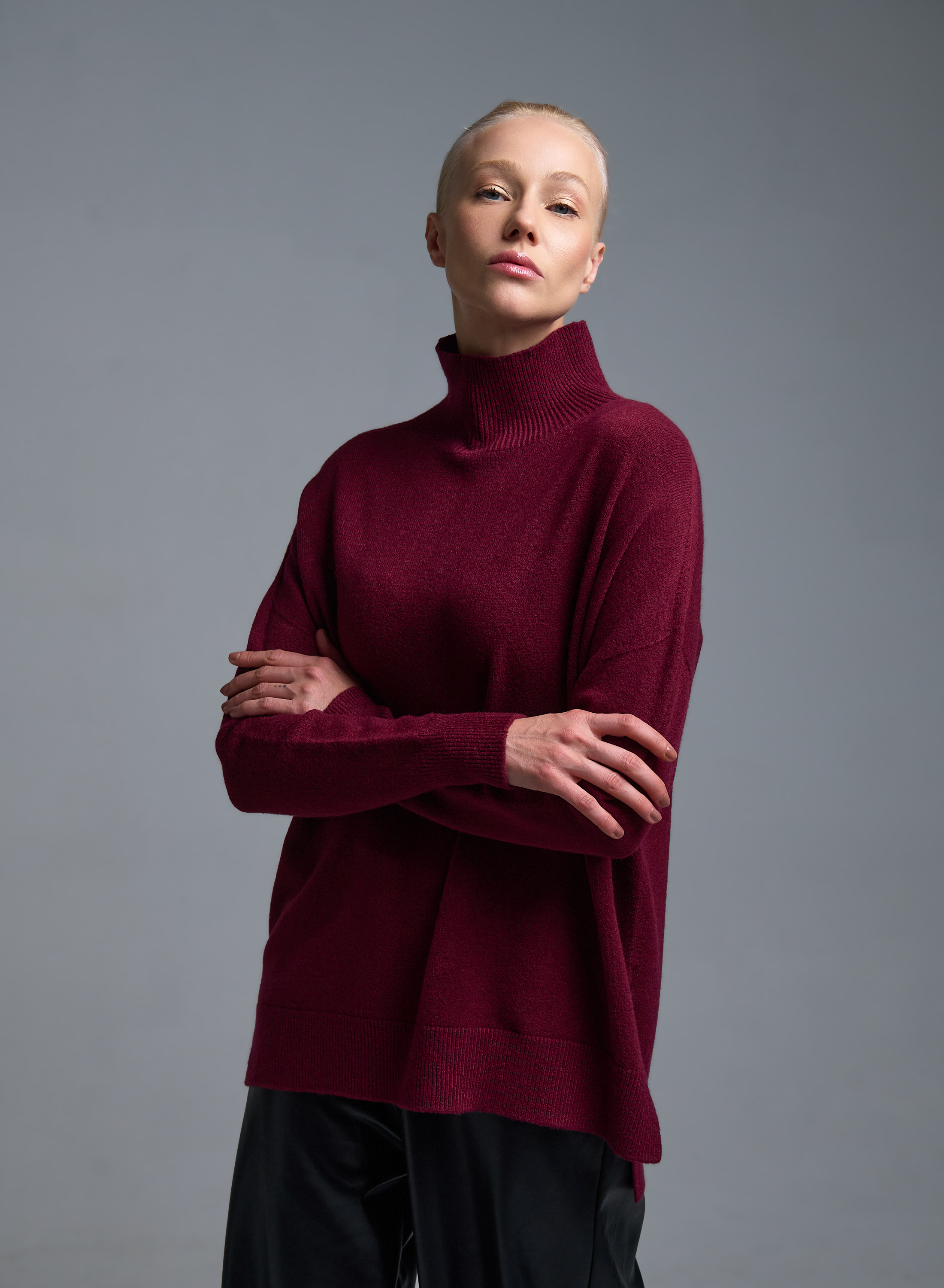 Μπορντώ Πουλόβερ ζιβάγκο Valentina Milano - 3