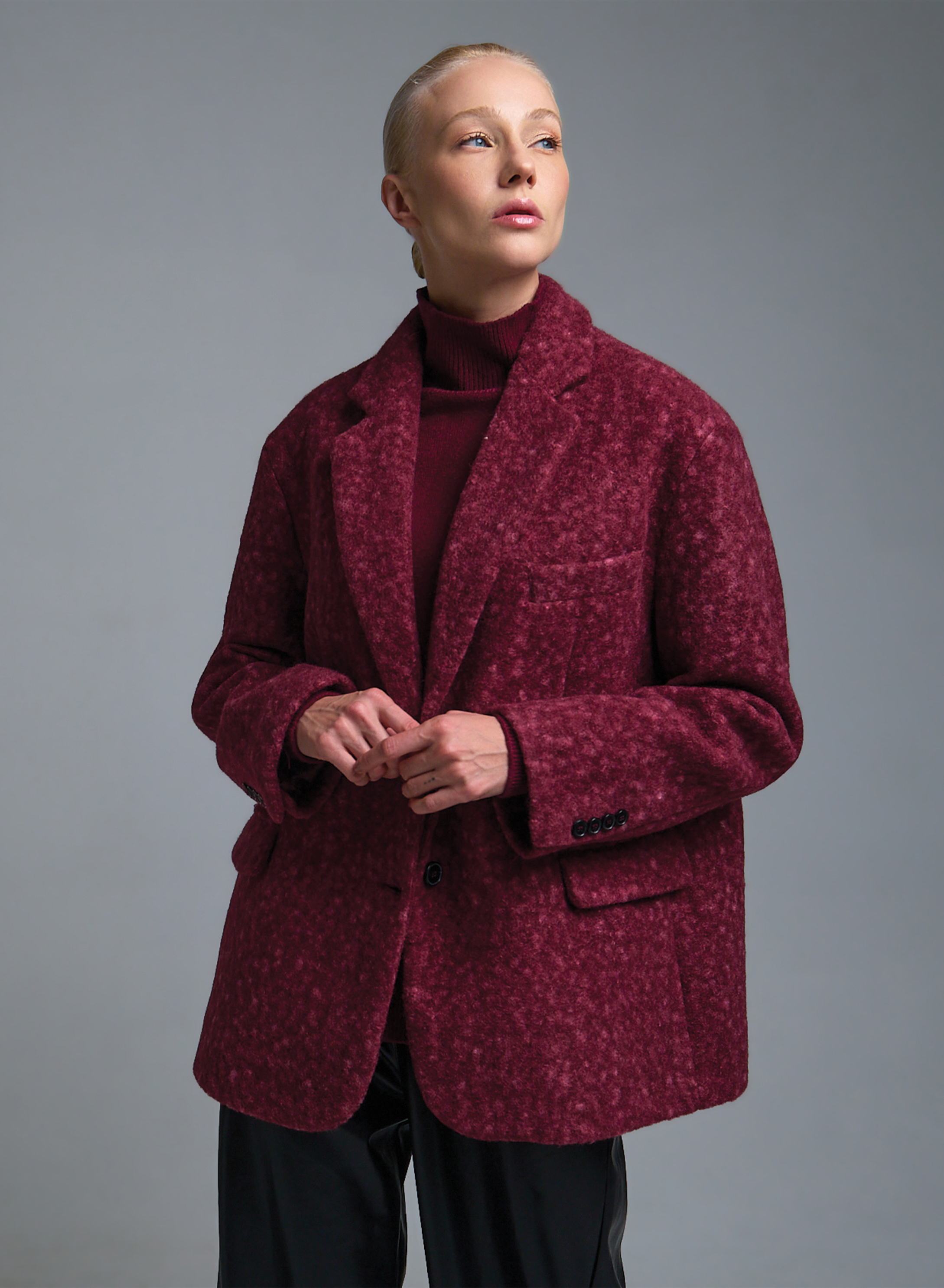 Μπορντώ Παλτοζακέτα Vicolo - 4